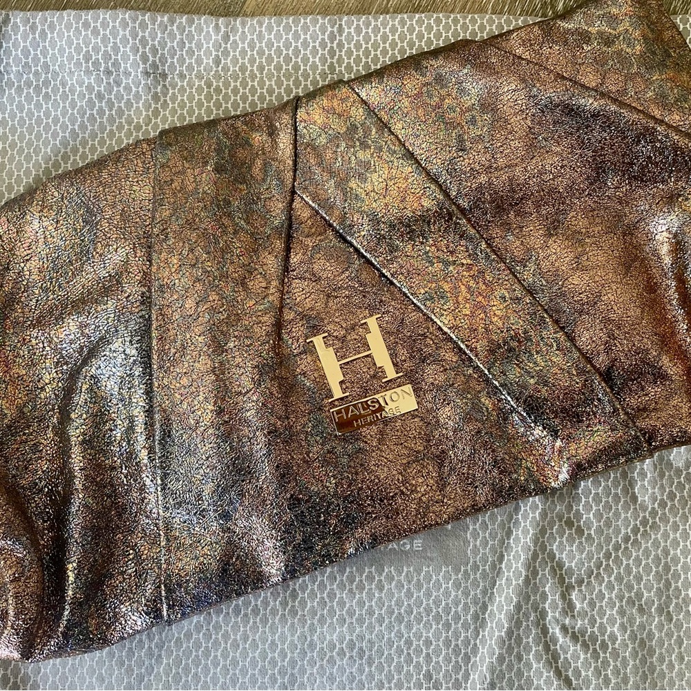 Halston Metallic Clutch